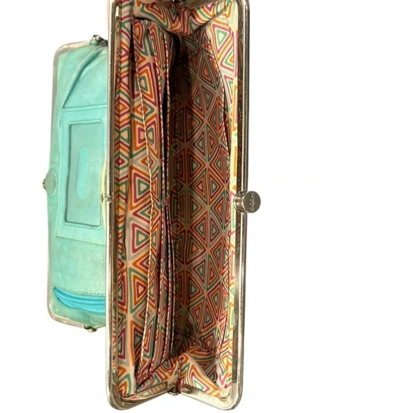 HOBO Lauren Clutch Double Wallet Light Aqua Blue - Picture 4 of 5